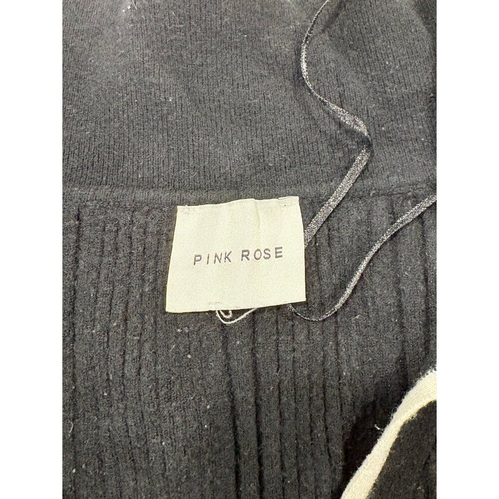 2 Piece Lounge Pink Rose Black & White Ribbed Cardigan Sweater With Pants M - Picture 4 of 16